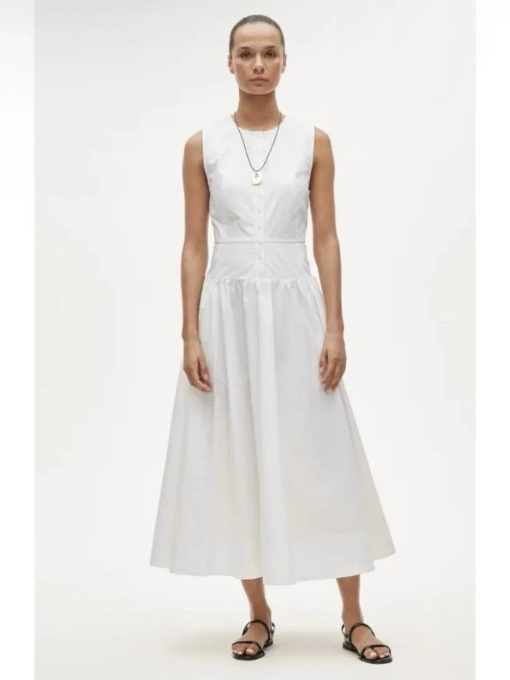 J. Crew Demetria White Sleeveless Poplin Midi Dress 4 NWT
